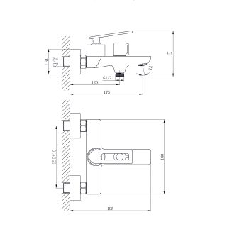 Смеситель для ванны с коротким изливом RUSH Palm (PL2530-44)