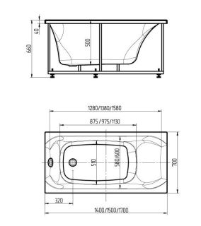 Акриловая ванна Aquatek Альфа ALF140-0000019 140х70 см с фронтальным экраном сборно-разборный сварной каркас