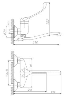Смеситель для кухни Haiba HB4654 с хирургической ручкой хром