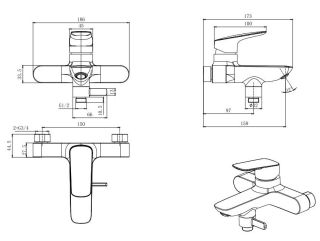 Смеситель для ванны Aquatek Вега AQ1040MB чёрный матовый