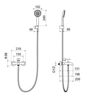 Смеситель для ванны с душевым набором Aquatek Европа AQ1349BG шлифованное золото