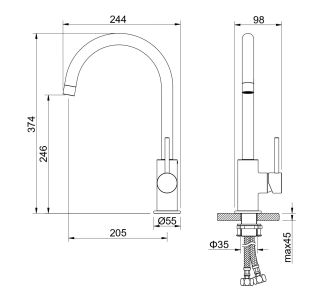 Смеситель для кухни Aquatek Европа AQ1382BG шлифованное золото