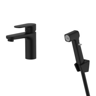 Смеситель для раковины с гигиеническим душем Aquatek Ника AQ1812MB черный