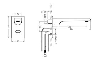 Встраиваемый смеситель для раковины Aquatek Лира AQ5413CR электронный с предустановленной температурой хром