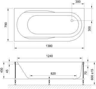 Гидромассажная ванна Royal Bath Azur De Luxe 140x80см левая белый RB614200DL-L