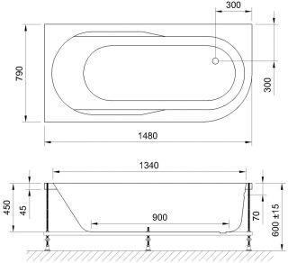Гидромассажная ванна Royal Bath Azur De Luxe 150x80см левая белый RB614201DL-L