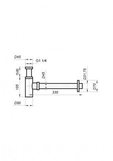 Сифон для раковины BelBagno BB-SMT2-GM 32 мм, бутылочный, оружейная сталь