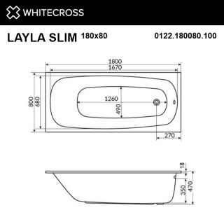 Гидромассажная ванна WHITECROSS Layla Slim 0122.180080.100.ULTRA.CR 180x80 см Ultra хром