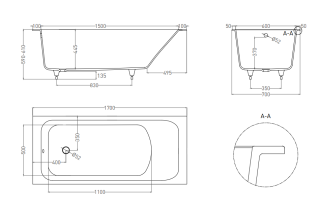 Ванна из искусственного камня Salini Orlanda S-Sense 102011MRF 170x70см RAL полностью