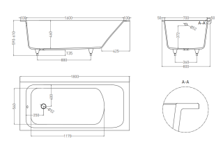 Ванна из искусственного камня Salini Orlanda S-Stone 102022MRH 180x80см RAL снаружи