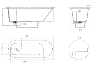 Ванна из искусственного камня Salini Ornella Kit S-Sense 102414MRF 170x80см RAL полностью