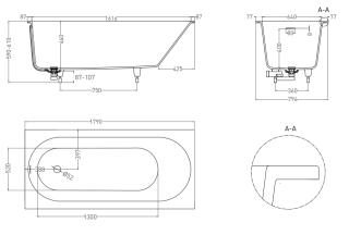 Ванна из искусственного камня Salini Ornella S-Sense 102312MRF 180x80см RAL полностью