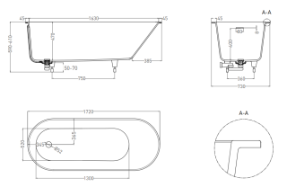 Ванна из искусственного камня Salini Ornella Kit S-Sense 102412MRF 180x80см RAL полностью