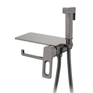 Гигиенический душ со смесителем Raglo R51.55.09 с полкой и бумагодержателем графит