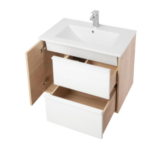 Тумба под раковину Акватон Бостон 75см белый/дуб эврика 1A252601BN010