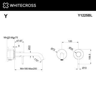 Смеситель для раковины WHITECROSS 2-Y1225BL черный