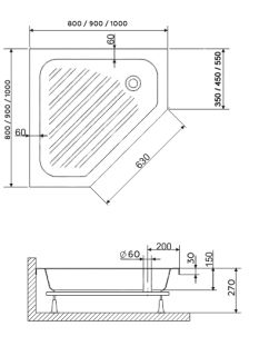 Поддон для душа RGW BT/CL-S 800х800х270