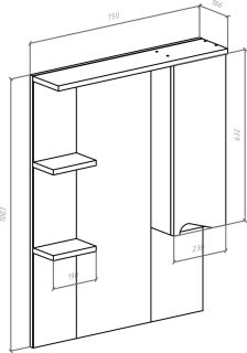 Зеркало-шкаф с подсветкой Bellezza Эйфория 80см правый черный 00000005416