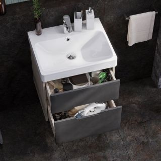 Тумба под раковину Акватон Оливия 55см грей/дуб ойстер 1A254201OLUG0