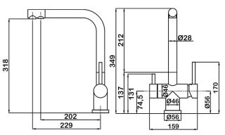 Смеситель для кухни Swedbe Selene Plus 8144 с каналом для подключения фильтра нержавеющая сталь