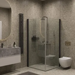 Душевой уголок на монопетле by Deonria U-80-79-6-T-B 80x79см чёрный/прозрачный