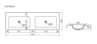 Раковина Ceramicanova Grace CN7022MBwx с двумя чашами 140 см чёрный матовый