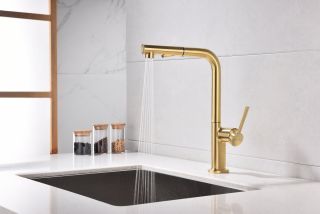 Смеситель для кухни Paulmark Neo Ne214419-SBG светлое брашированное золото