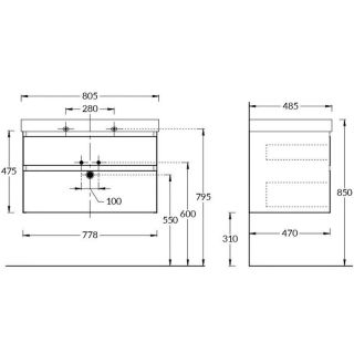 Тумба под раковину Kerama Marazzi Cubo CUB.80.2\MAL 80 см мальва матовая