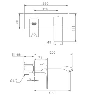Встраиваемый смеситель для раковины Raglo R01.11 хром