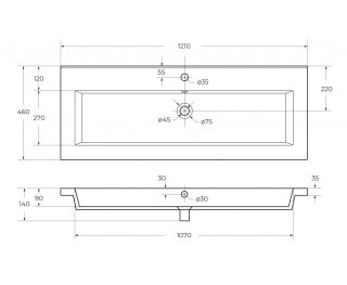 Раковина керамическая, 120 см CEZARES CZR-8070-120 белый