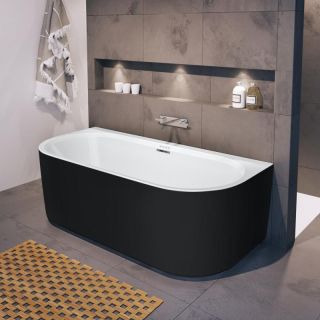 Акриловая ванна Riho Desire Back2Wall Velvet Sparkle System B089003220 180x84см с аэромассажем чёрный матовый/белый матовый