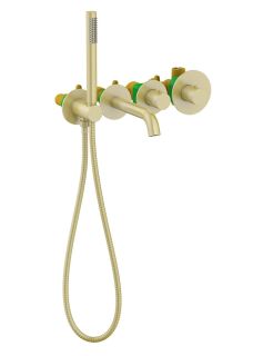 Смеситель встраиваемый для ванны с душем Timo Saona 2324/17YSM с термостатом золото матовое