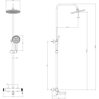 Душевая система DQ Bonn DA1703733 225 мм, со смесителем, розовое золото матовый