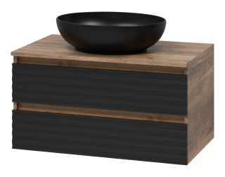 Подвесная тумба под раковину Brevita Dakota DAK-09080-19/02-2Я 80см дуб Галифакс олово/чёрный