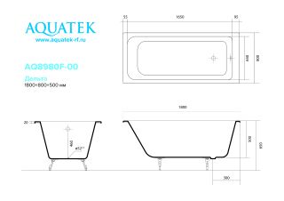 Ванна чугунная Aquatek Дельта AQ8980F-00 180х80 см