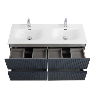 База под раковину Cezares подвесная с четырьмя выкатными ящиками для раковины с двумя чашами, Grafito, 1200x457x500, DUET-N-1200-4C-SO-2-GR-P