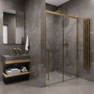 Душевая дверь в нишу Timo T54L 140 см левая золото матовое