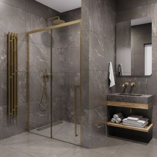 Душевая дверь в нишу Timo T54R 140 см правая золото матовое