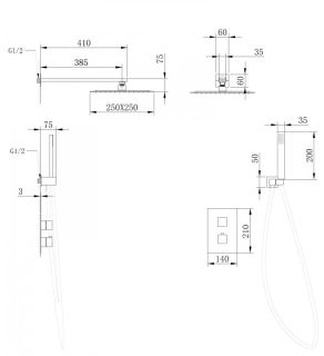 Душевая система ABBER Daheim AF8251 с термостатом хром