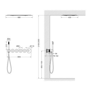 Душевой комплект Timo Saona SX-2319/18SM с термостатом чёрное золото