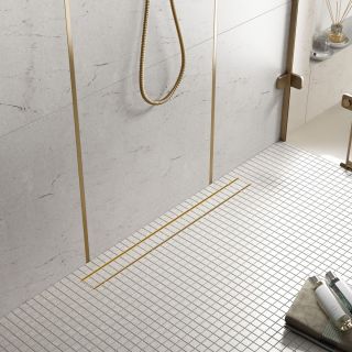 Душевой лоток Timo Drain System DS230207/17 70см с двусторонней панелью plate под плитку золото матовое