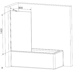 Шторка для ванны Am.pm GEM W90BS-080-140CM 80x140