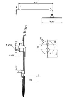 Душевой комплект Raglo R20.27.06 чёрный