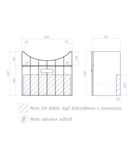 Тумба под раковину подвесная Vigo Diana tp.DIA.BAL.60.1Y 60 см белый