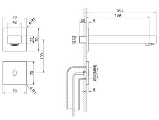 Смеситель встраиваемый для раковины Timo Selene 2073/03SM сенсорный чёрный