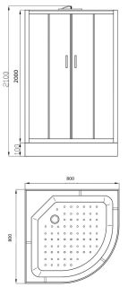 Душевая кабина Parly Bianco 80x80см EB831