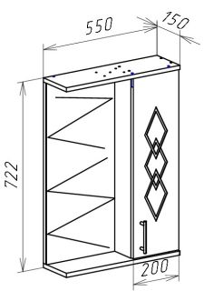 Зеркало-шкаф с подсветкой Bellezza Элеганс 55см левый белый 00000004893