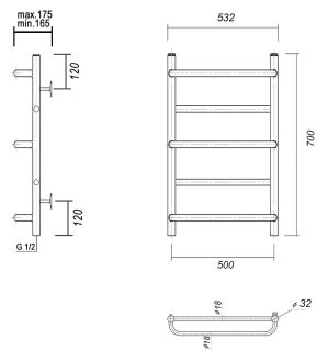 Полотенцесушитель водяной Domoterm Орфей П7 500x700 хром