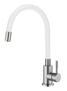 Смеситель для кухни Melana ELASTICO-610401W сатин/белый