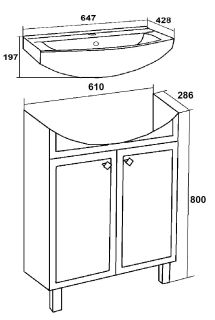 Тумба под раковину Runo мята (под умывальник Best 65 ) Римини 65 (00-00001273)